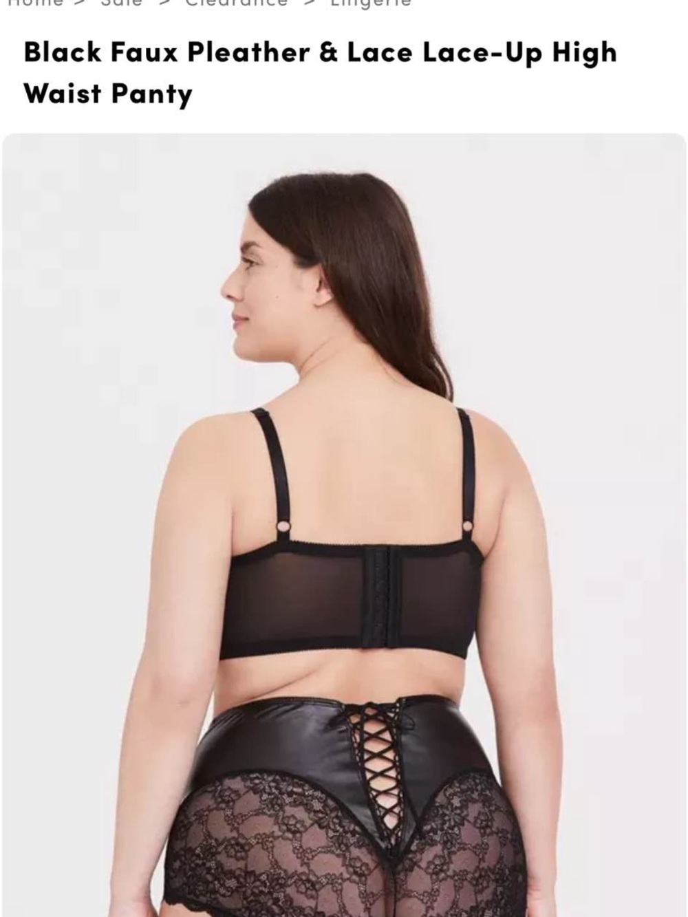 torrid Black Faux Leather & Lace High-Waist Lace-Up Panty 2x new